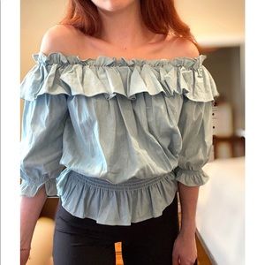 *BRAND NEW, never worn. Off the shoulder denim top.